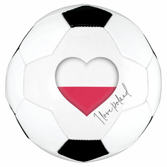 I Love Poland Flag Colors Heart Soccer Ball (Front)