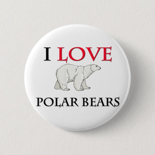 I Love Polar Bears Button (Front)