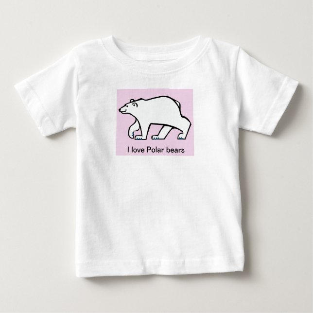 I love POLAR BEARS - Endangered animal graphic Baby T-Shirt (Front)