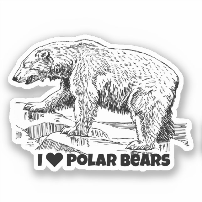 I Love Polar Bears Sticker (Front)