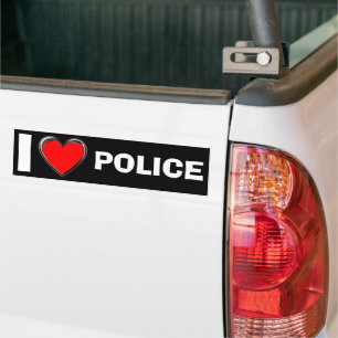 I LOVE POLICE "HEART ART" BUMPER STICKER