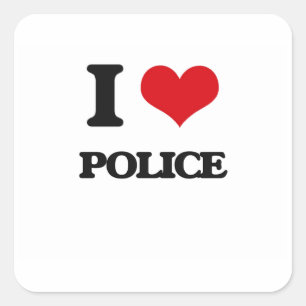 I Love Police Square Sticker