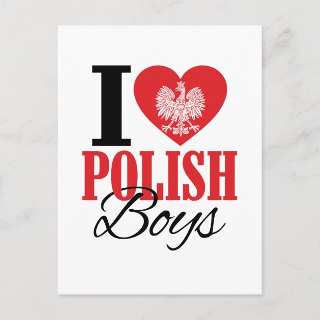 I Love Polish Boys Postcard (Front)