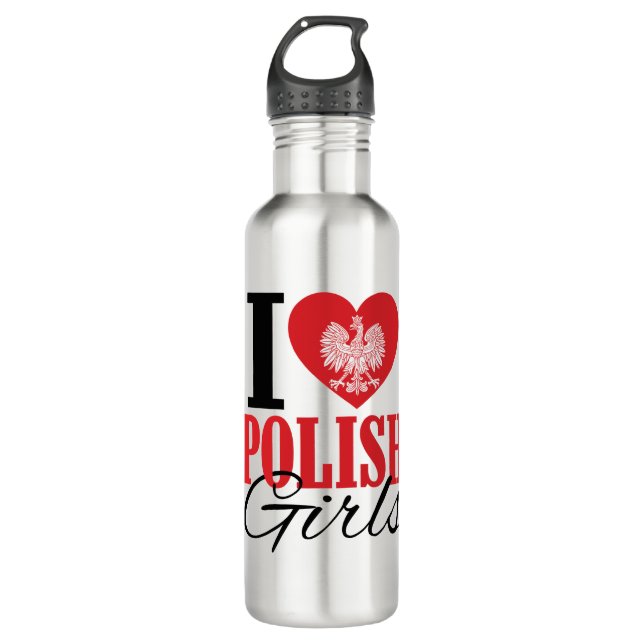 I Love Polish Girls Boyfriend Stainless Steel Water Bottle (Front)
