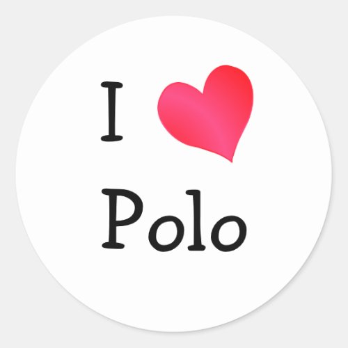 I Love Polo Classic Round Sticker