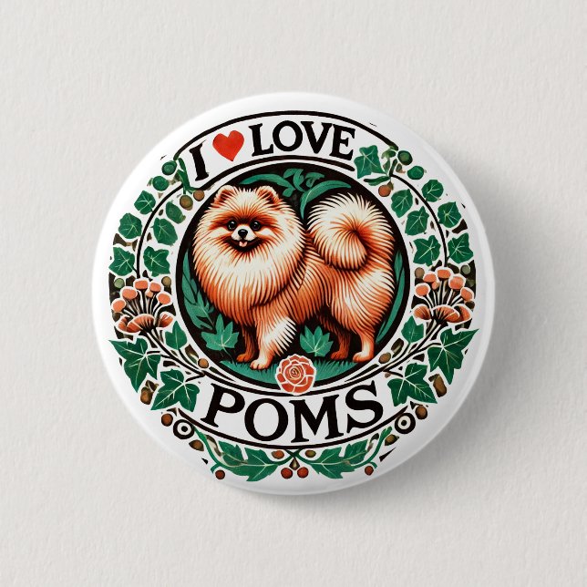 I Love Poms                                        Button (Front)