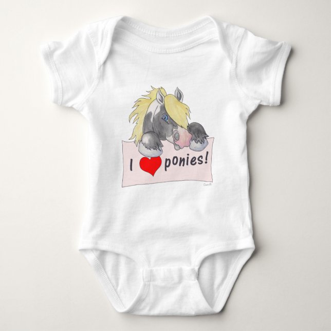 I love Ponies! Baby Bodysuit (Front)