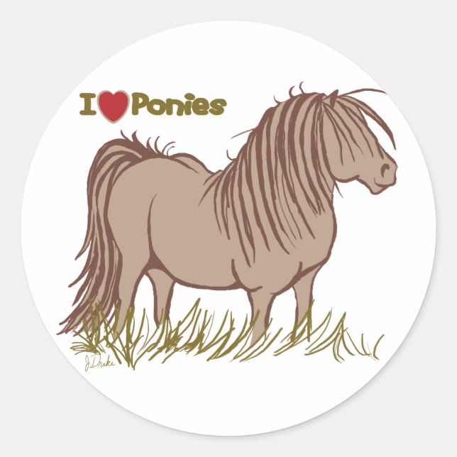 I Love Ponies Classic Round Sticker (Front)