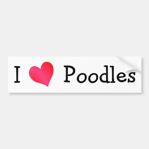I Love Poodles Bumper Sticker