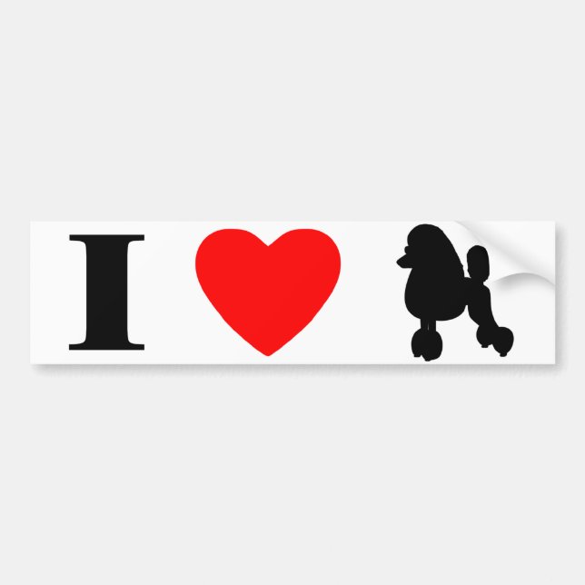 I Love Poodles Bumper Sticker (Front)