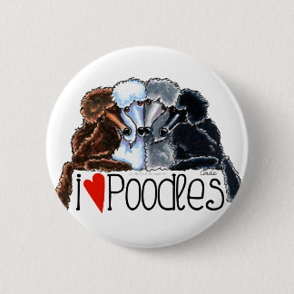 I Love Poodles Button