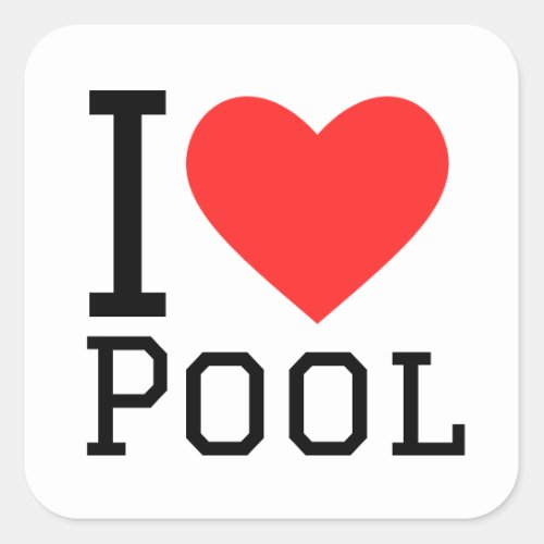 I love Pool Square Sticker