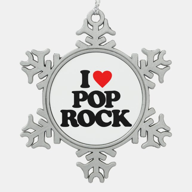 I LOVE POP ROCK SNOWFLAKE PEWTER CHRISTMAS ORNAMENT (Front)