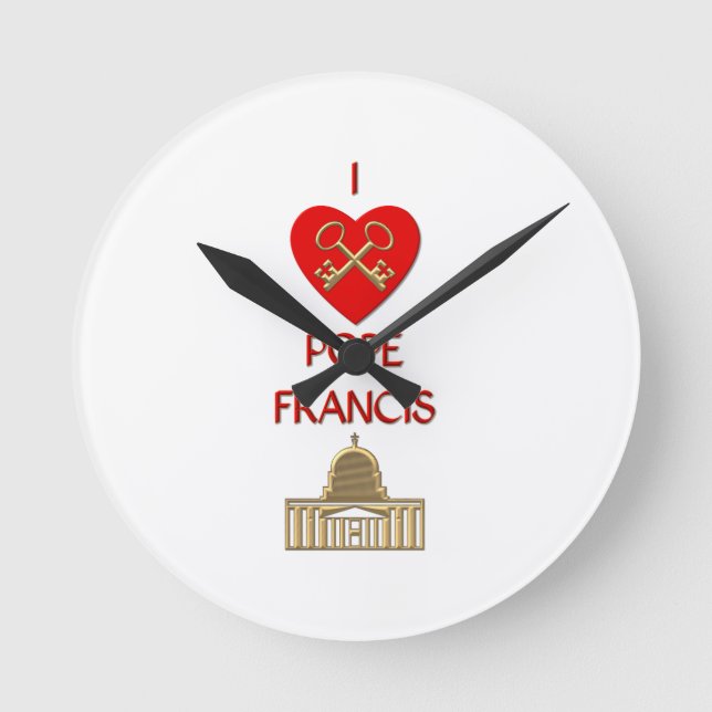 I Love Pope Francis Round Clock (Front)