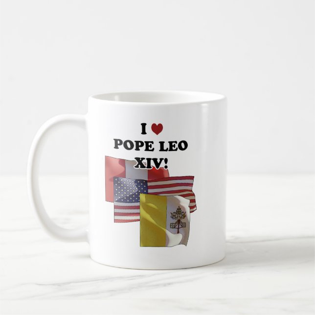 I Love Pope Leo XIV! (Version II) Coffee Mug (Left)