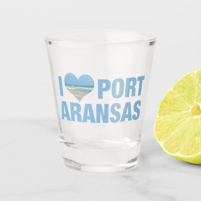 I Love Port Aransas Cute Texas Beach Vacation Shot Glass (Front)