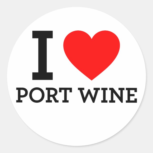 I Love Port Wine Classic Round Sticker (Front)