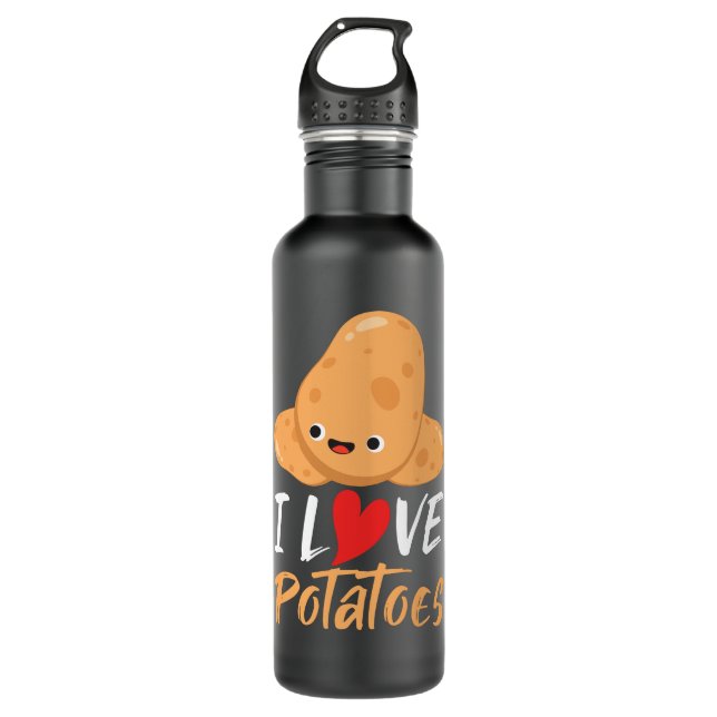 I Love Potatoes Cute Potato Funny  Stainless Steel Water Bottle (Front)