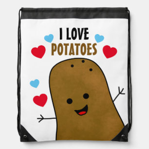 I Love Potatoes Drawstring Bag