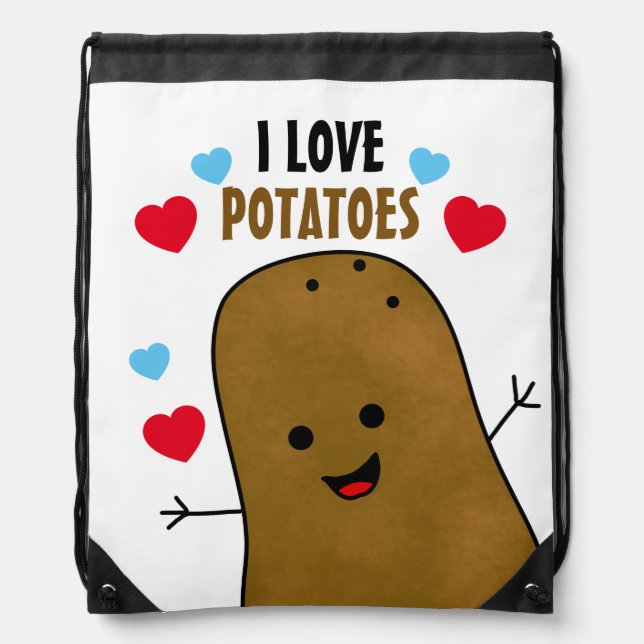 I Love Potatoes Drawstring Bag (Front)