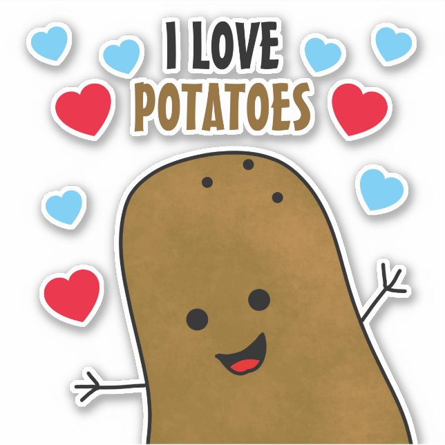 I Love Potatoes Sticker (Front)