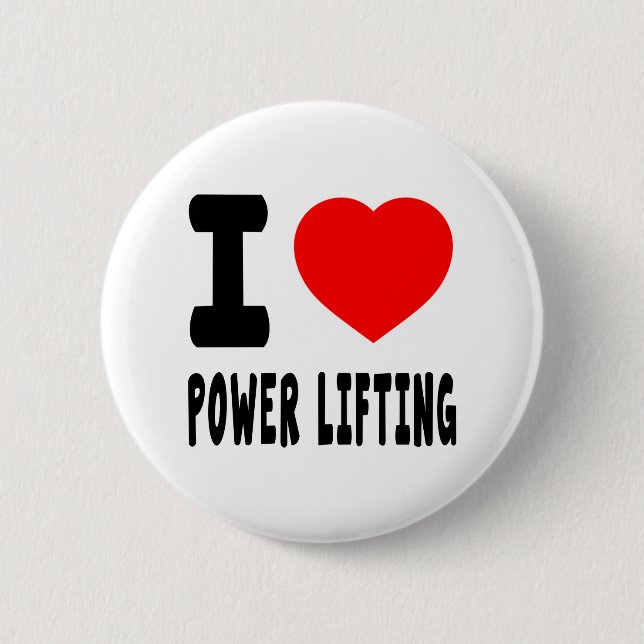 I Love Power Lifting Pinback Button (Front)