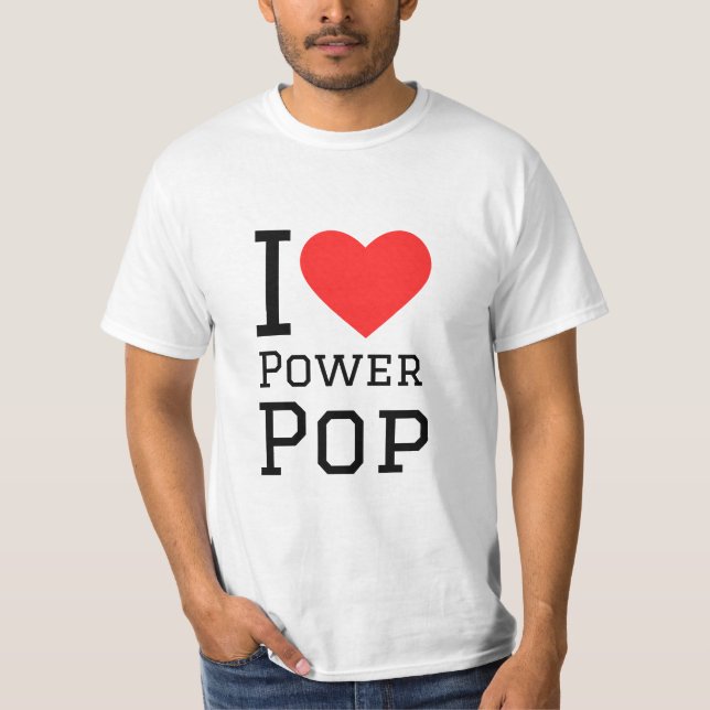 I love power pop square sticker T-Shirt (Front)