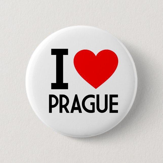 I Love Prague Pinback Button (Front)