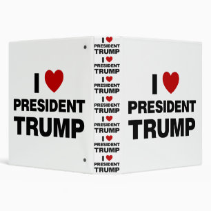 I Love President Trump Heart 3 Ring Binder