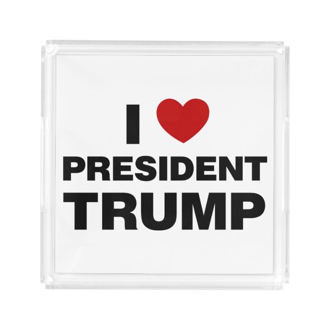 I Love President Trump Heart Acrylic Tray (Front)