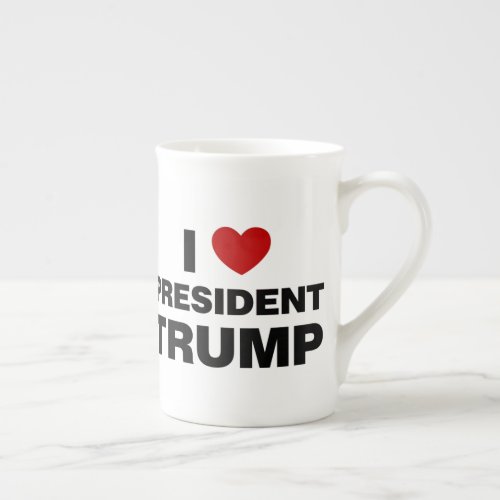 I Love President Trump Heart Bone China Mug