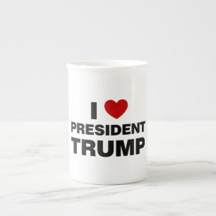 I Love President Trump Heart Bone China Mug