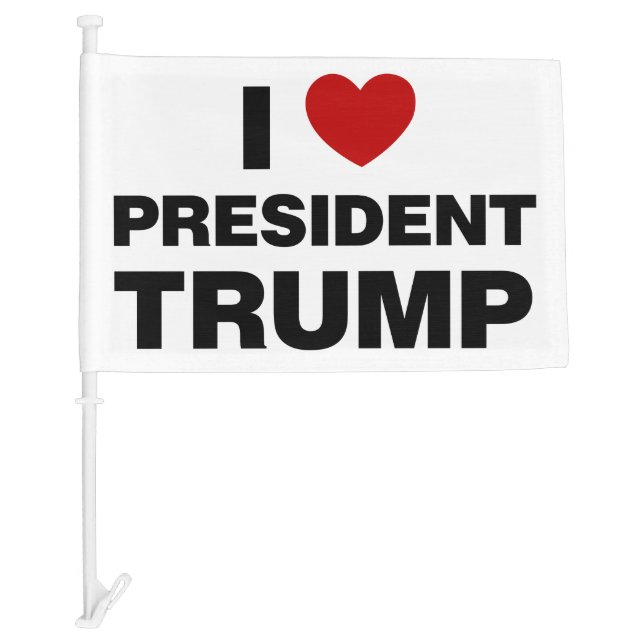 I Love President Trump Heart Car Flag (Front)