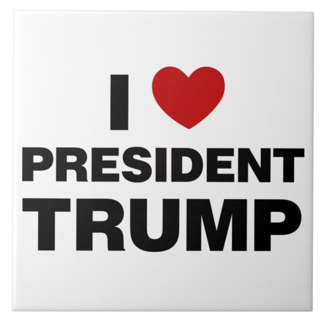 I Love President Trump Heart Ceramic Tile (Front)