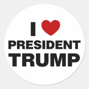 I Love President Trump Heart Classic Round Sticker