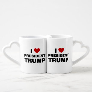 I Love President Trump Heart Coffee Mug Set