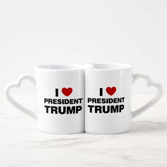 I Love President Trump Heart Coffee Mug Set (Front Nesting)
