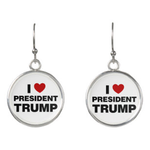 I Love President Trump Heart Earrings