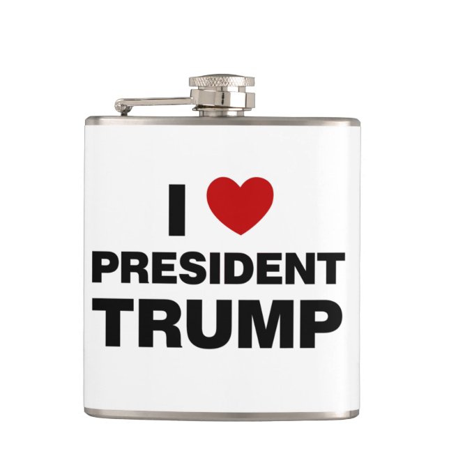I Love President Trump Heart Flask (Front)