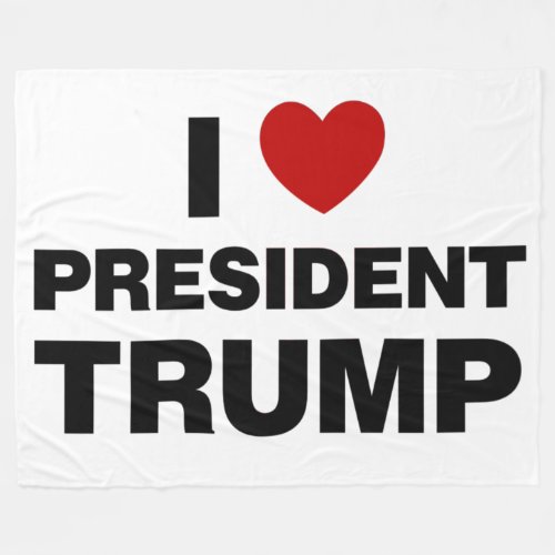 I Love President Trump Heart Fleece Blanket
