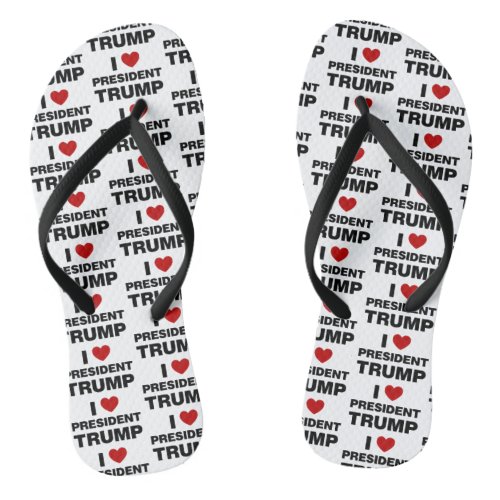 I Love President Trump Heart Flip Flops