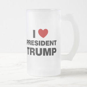 I Love President Trump Heart Frosted Glass Beer Mug