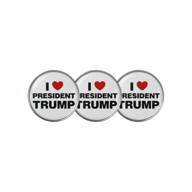I Love President Trump Heart Golf Ball Marker (3 Up)