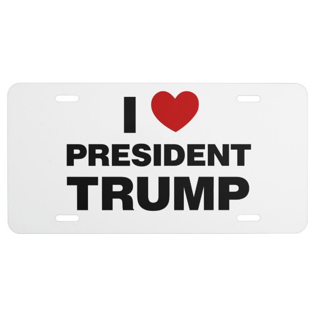 I Love President Trump Heart License Plate (Front)