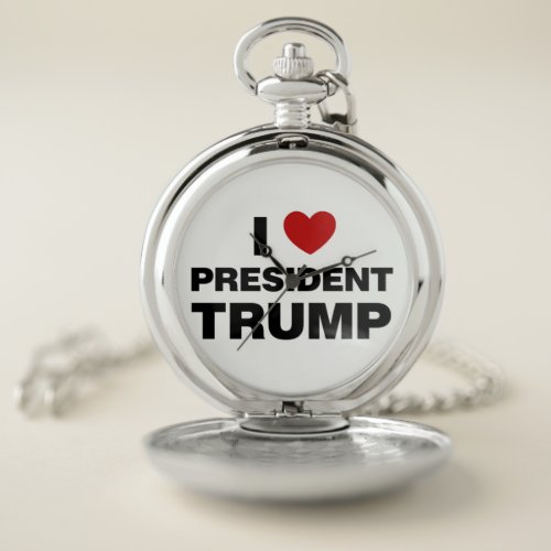 I Love President Trump Heart Pocket Watch