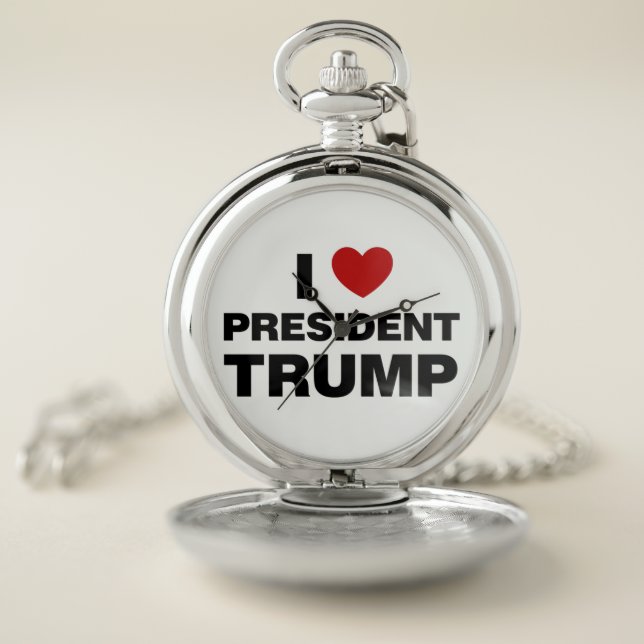 I Love President Trump Heart Pocket Watch (Inside)