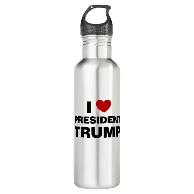 I Love President Trump Heart Stainless Steel Water Bottle (Front)