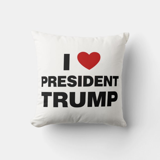 I Love President Trump Heart Throw Pillow (Front)