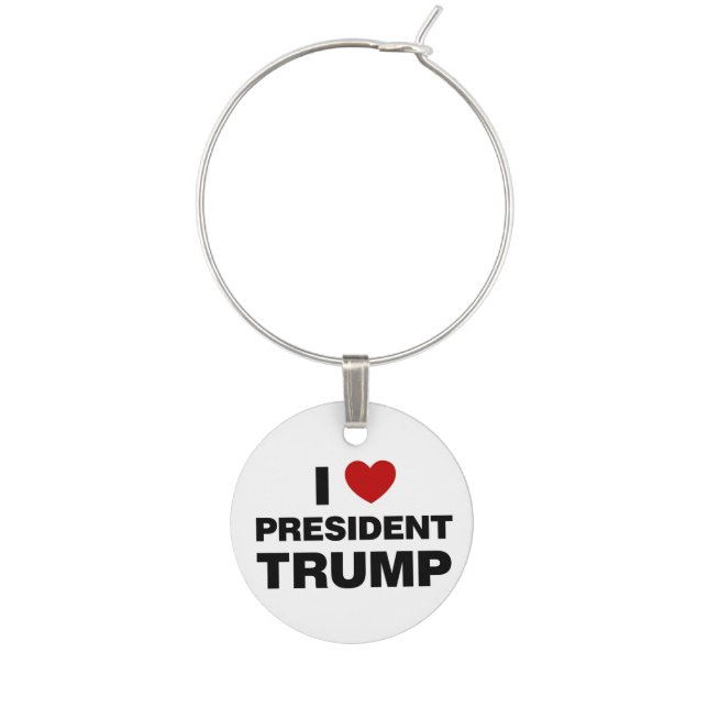 I Love President Trump Heart Wine Charm (Front)