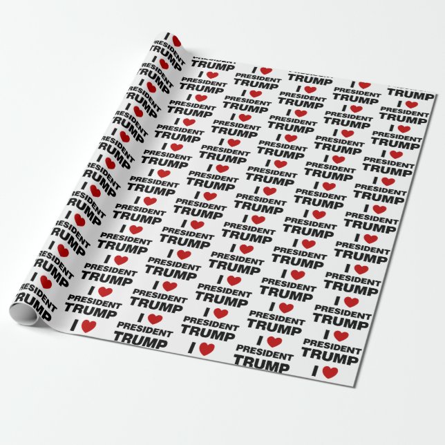 I Love President Trump Heart Wrapping Paper (Unrolled)